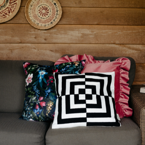 Melli Mello Decorative Cushion Optical Illusion Black White