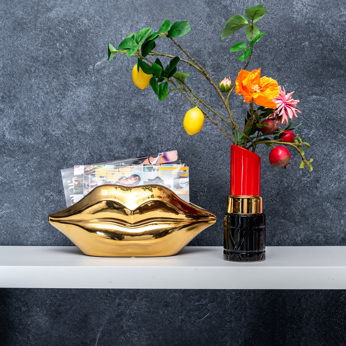 Melli Mello Vase Gold Lips
