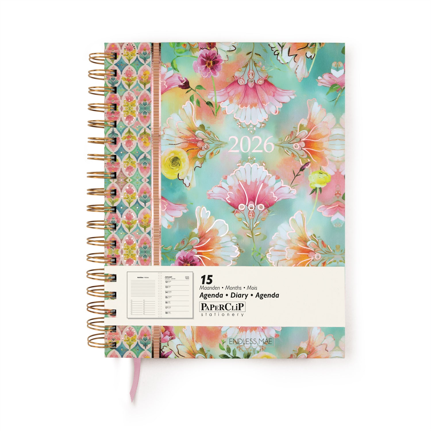 Endless Mae Pastel Petals Desk Agenda 2026