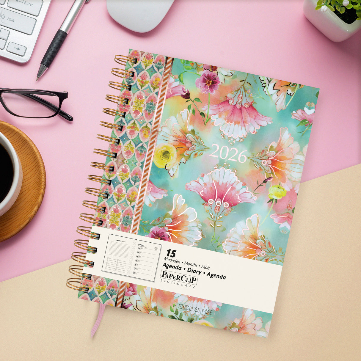 Endless Mae Pastel Petals Desk Agenda 2026