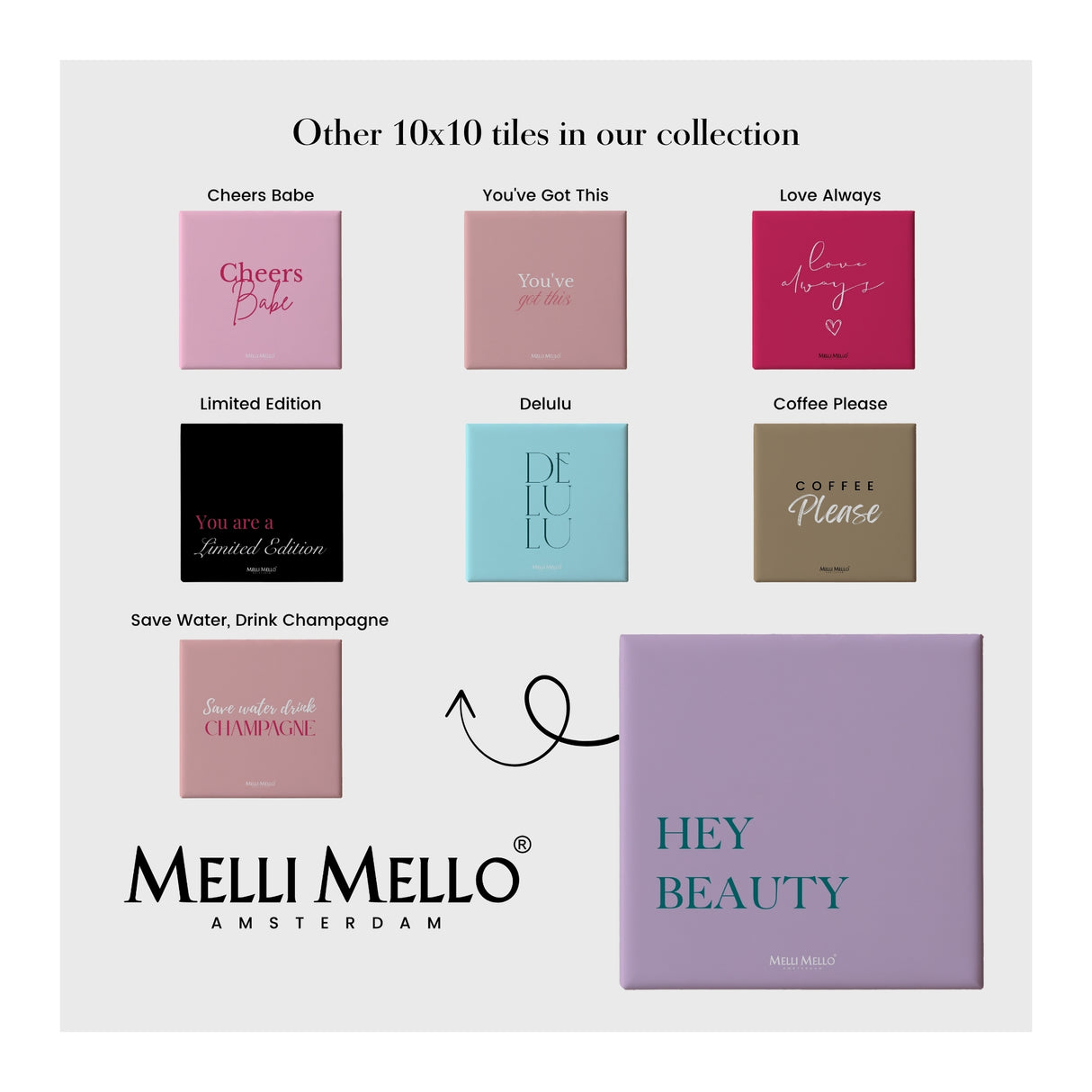 Melli Mello Tegeltje Hey Beauty 10x10cm