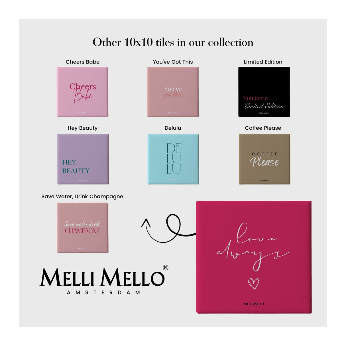 Melli Mello Tegeltje Love Always 10x10cm