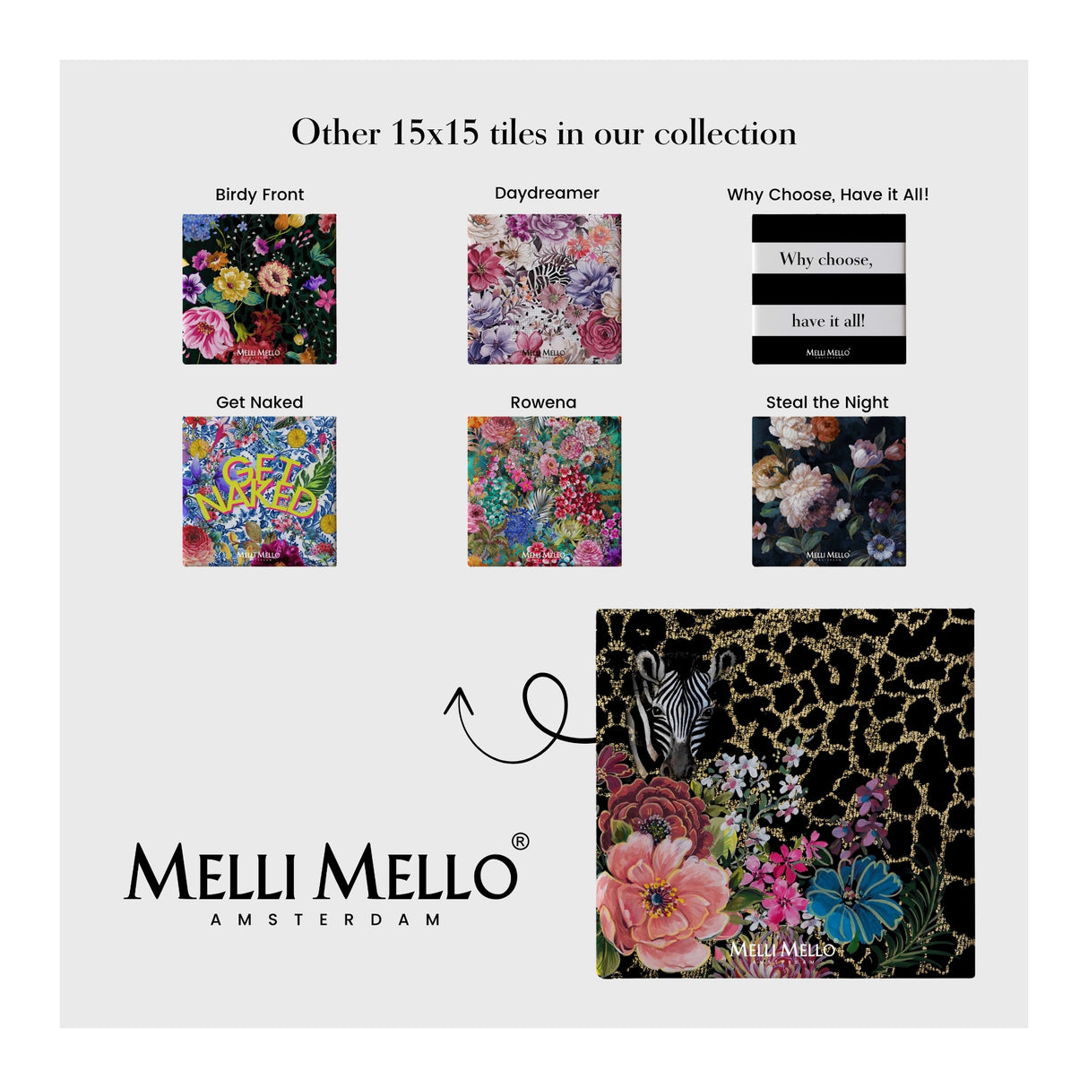 Melli Mello Tile Golden Zebra 15x15cm