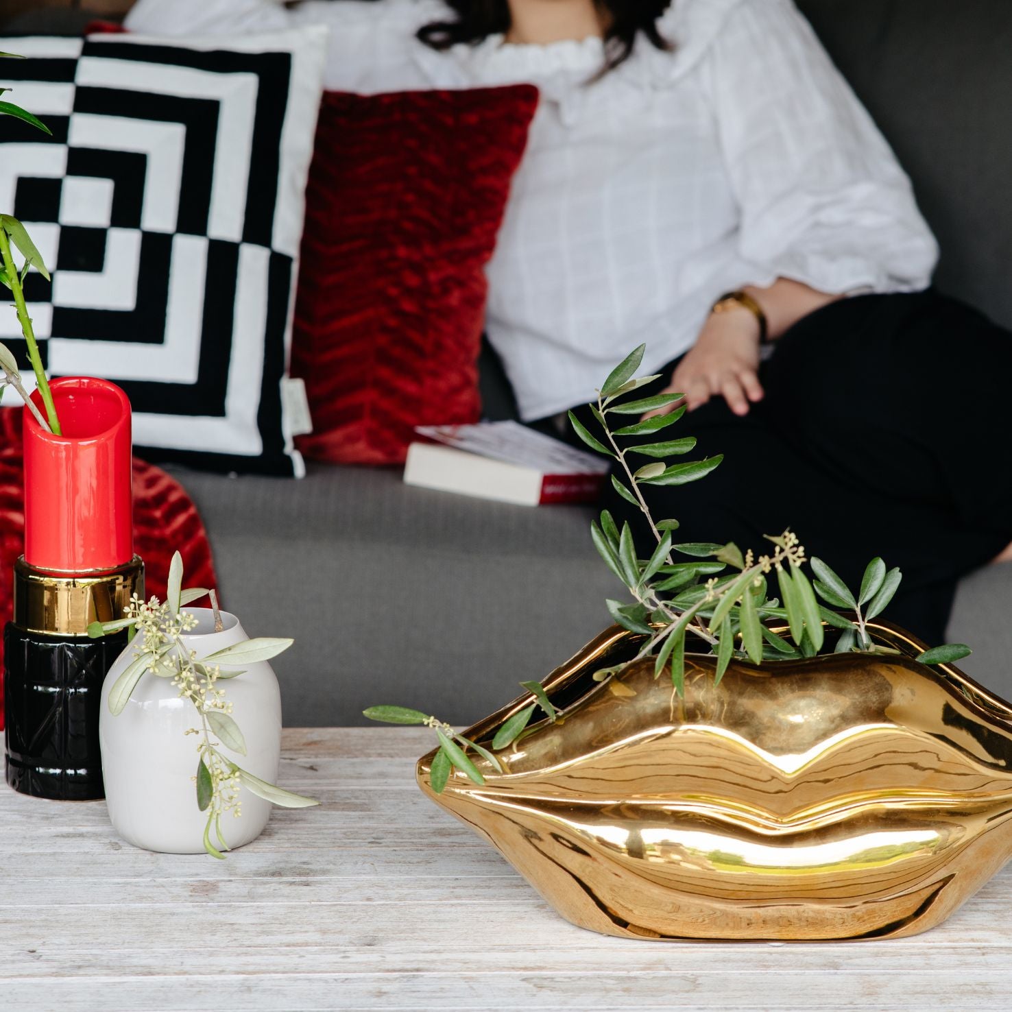 Melli Mello Vase Gold Lips