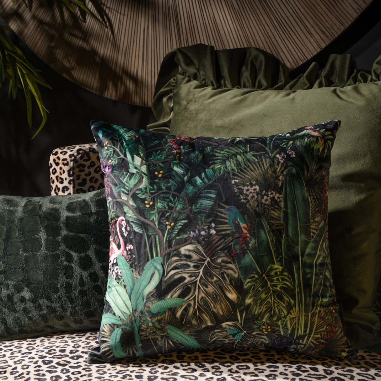 Melli Mello Jungle paradise deco cushion Green