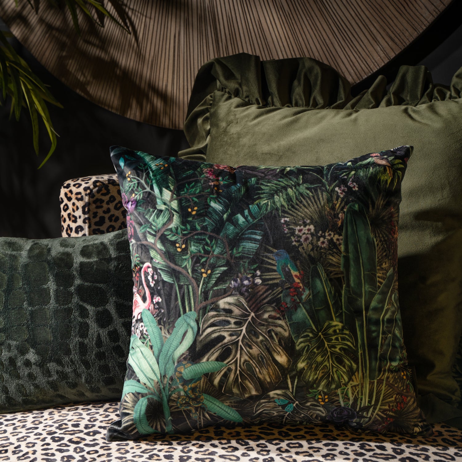 Melli Mello Jungle paradise deco cushion Green
