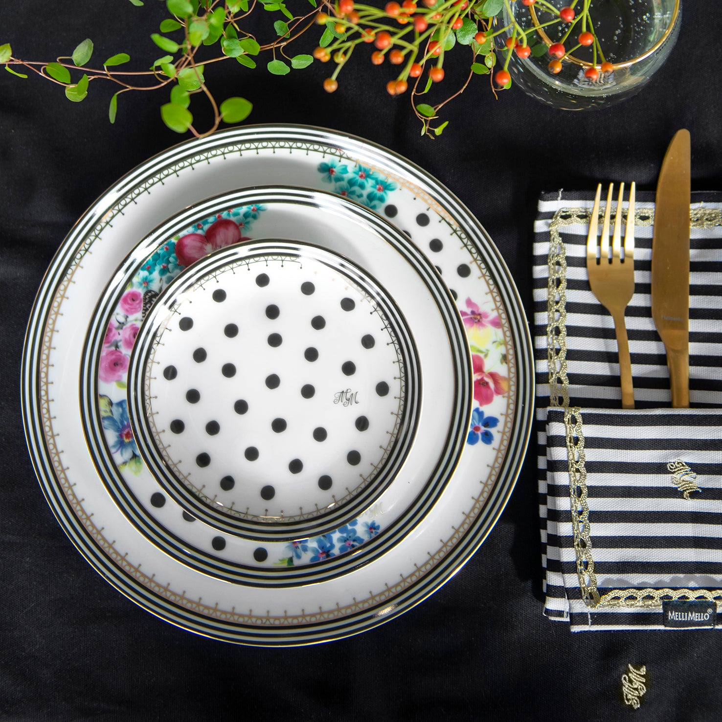 Melli Mello Nora Dots Gebaksbord Wit Stippen ø15,5cm