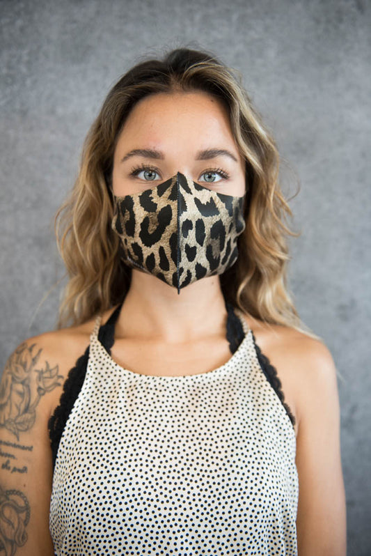 Melli Mello Wild & wanted panther animal print mouth mask high quality waterproof UV protection Air filtration PM2.5 anti bacterial facemask with air filtration