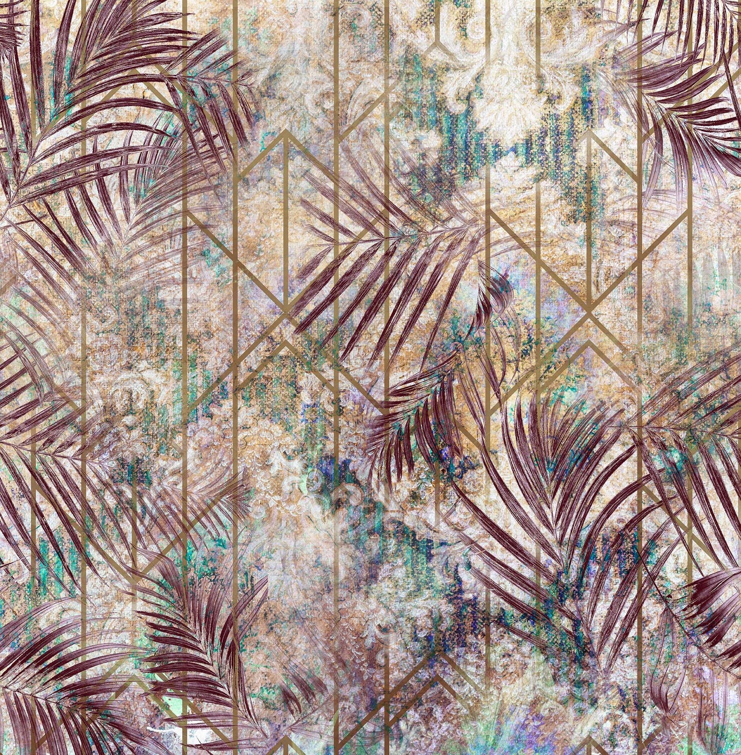 Melli Mello Faded Fantasy Mural Bordeaux/Petrol