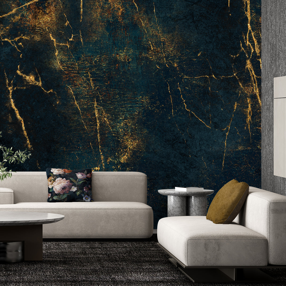 Melli Mello Golden Thunder Mural Donkerblauw