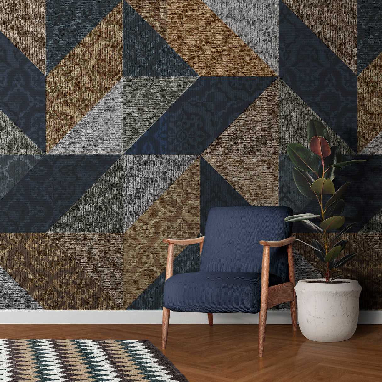 Melli Mello Graphic Life Mural Blauw/Oker