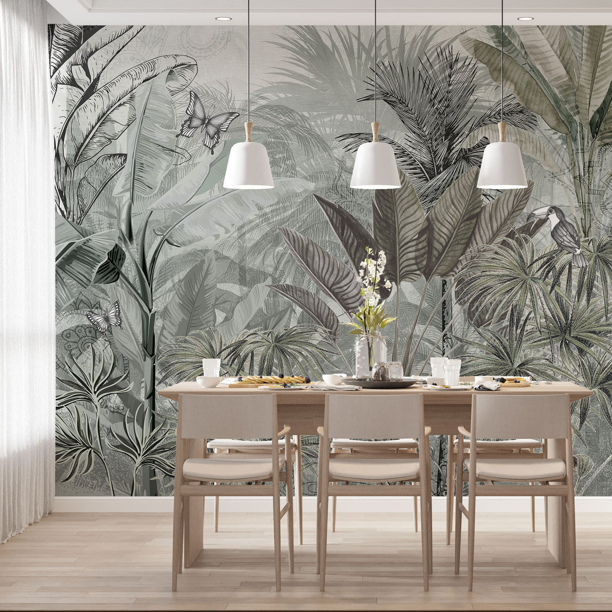 Melli Mello Green Oasis Mural Grijs/Groen