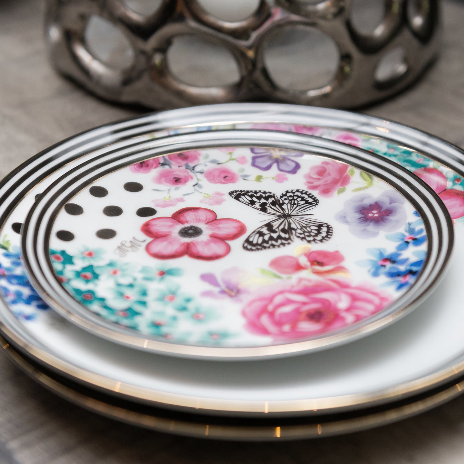 Melli Mello Nora Gebaksbord Wit Bloemenprint ø15,5cm