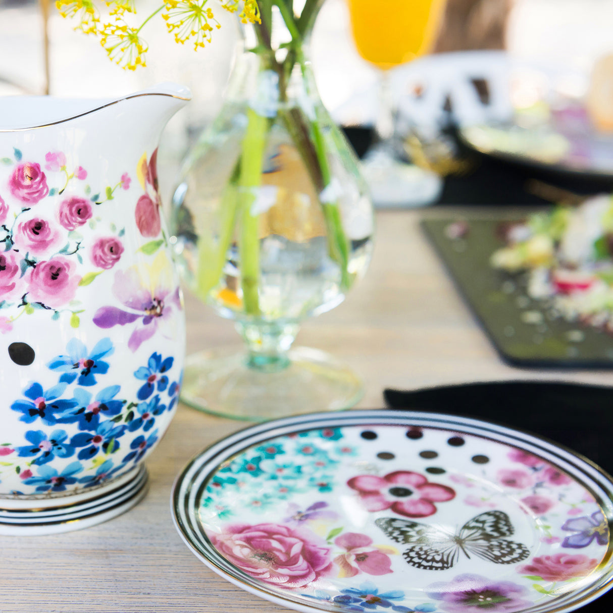 Melli Mello Nora Gebaksbord Wit Bloemenprint ø15,5cm