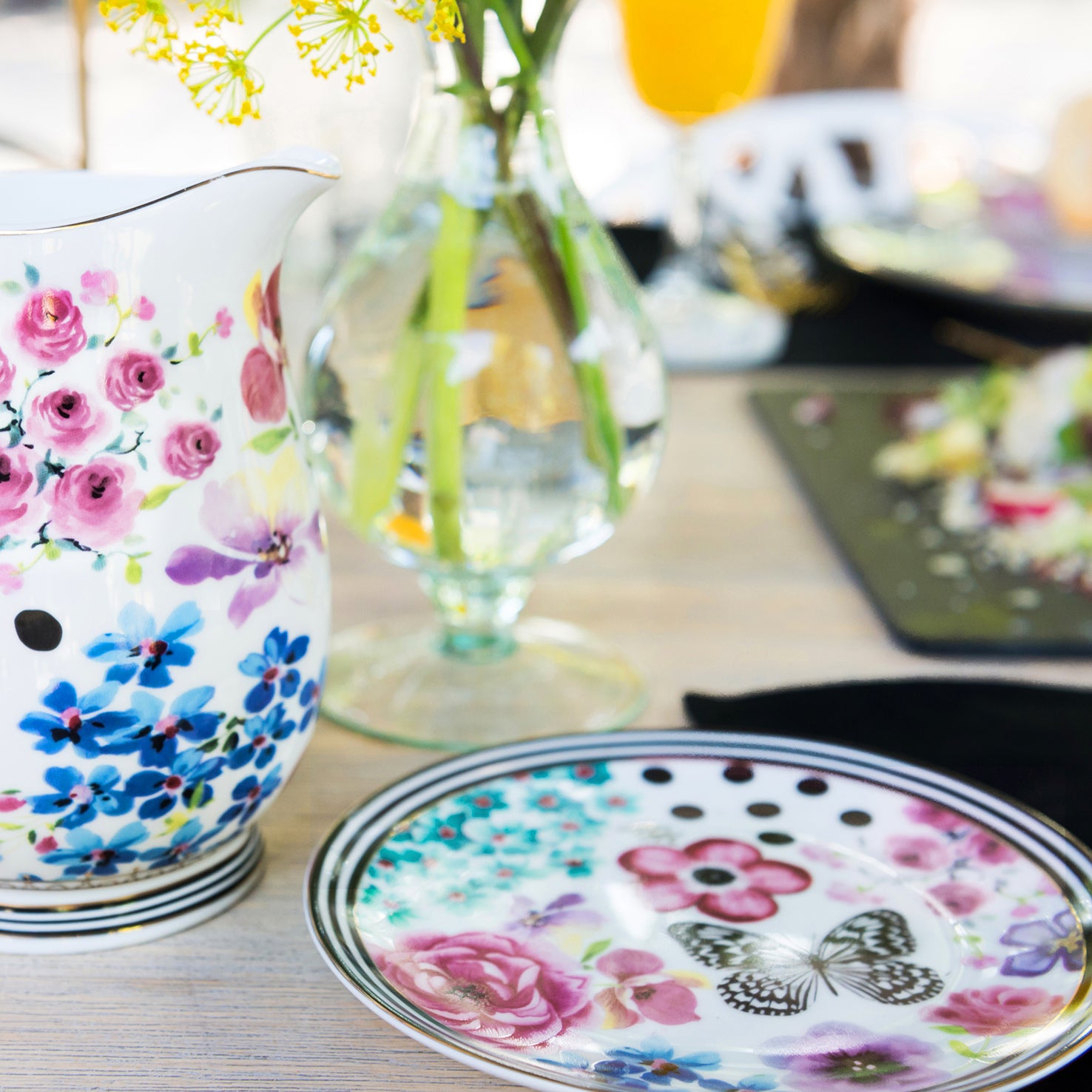 Melli Mello Nora Gebaksbord Wit Bloemenprint ø15,5cm