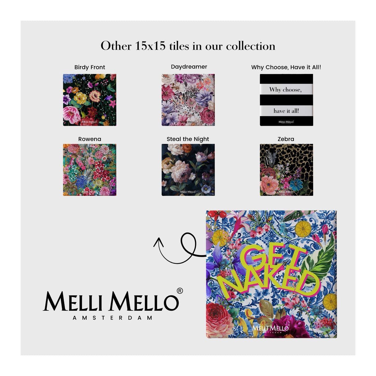 Melli Mello Tegeltje Get Naked 15x15cm