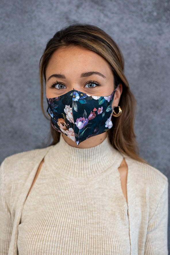 Melli Mello Steal the night dark floral mouth mask high quality waterproof UV protection Air filtration PM2.5 anti bacterial facemask with air filtration