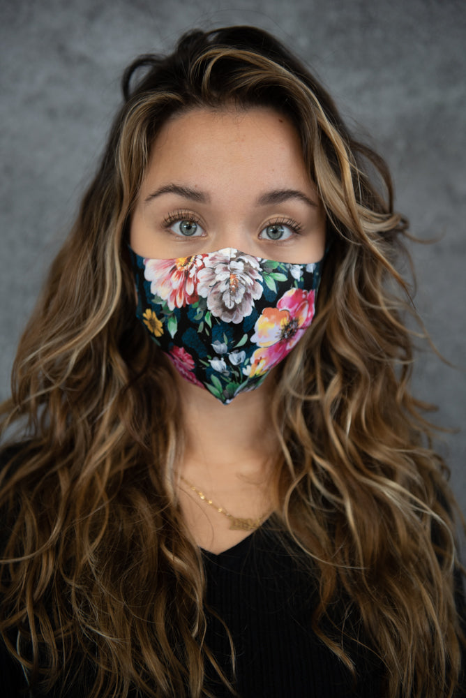 Melli Mello Life is good Dark floral mouth mask high quality waterproof UV protection Air filtration PM2.5 anti bacterial facemask with air filtration