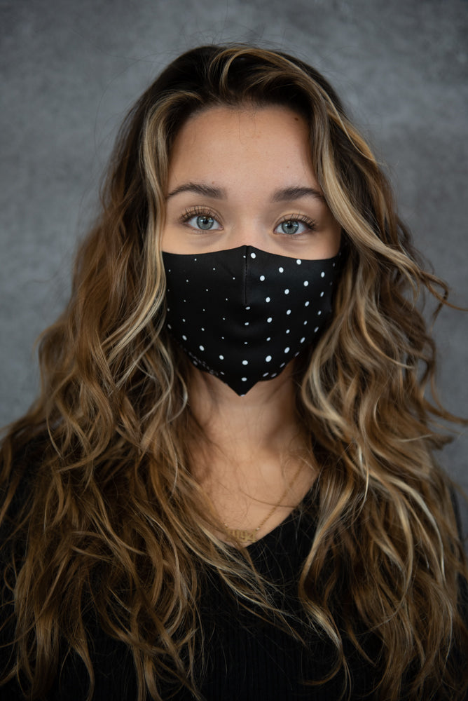 Melli Mello black and white dotted mouth mask high quality waterproof UV protection Air filtration PM2.5 anti bacterial facemask with air filtration