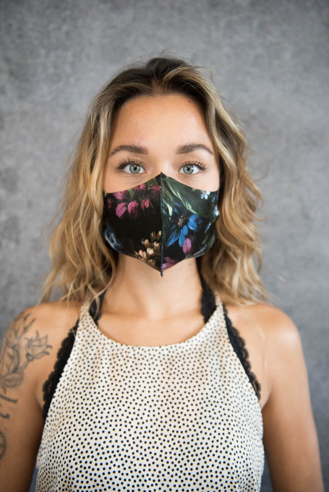 Melli Mello Bloom on baby Dark floral mouth mask high quality waterproof UV protection Air filtration PM2.5 anti bacterial facemask with air filtration