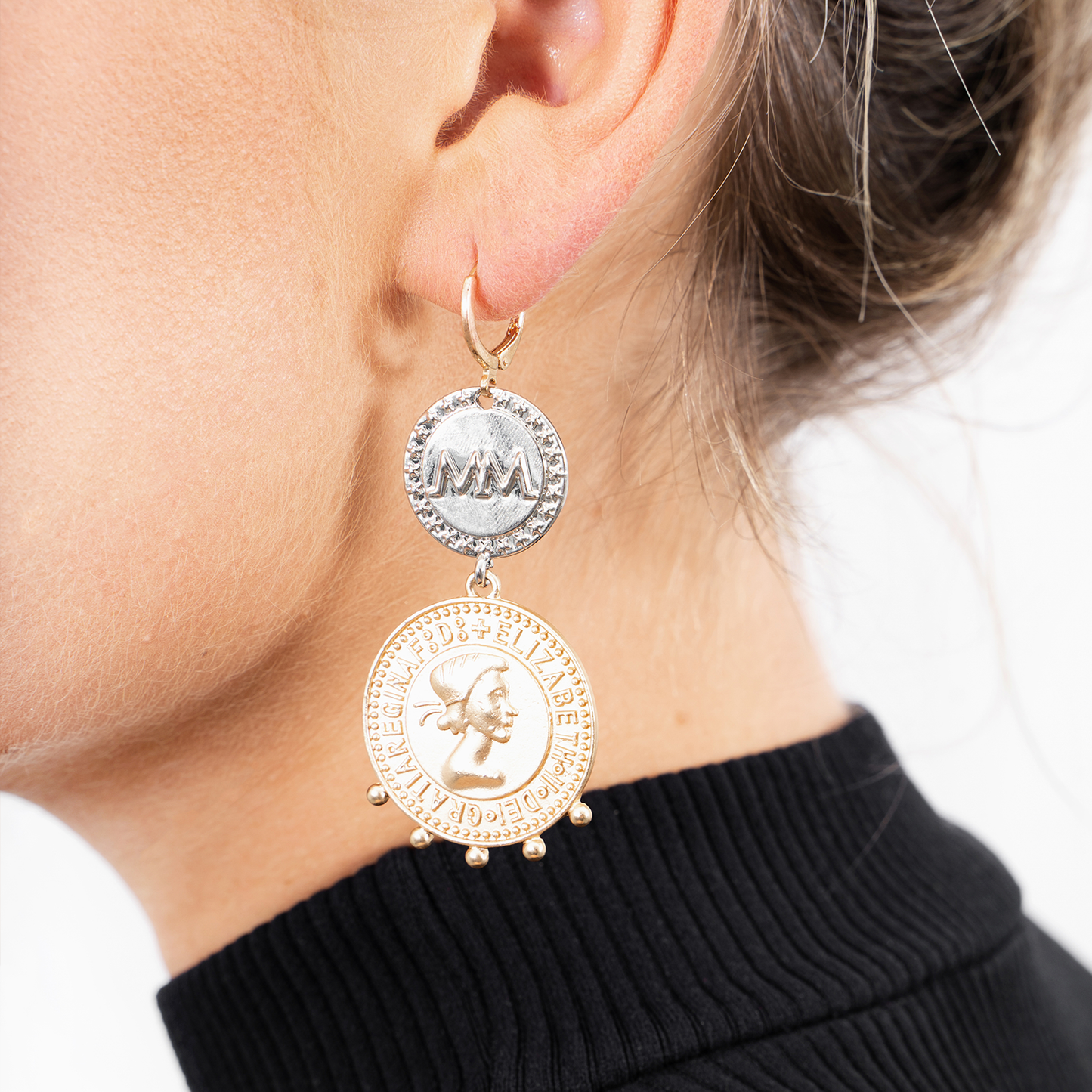 Melli Mello Double coin Earring Gold/Silver coated