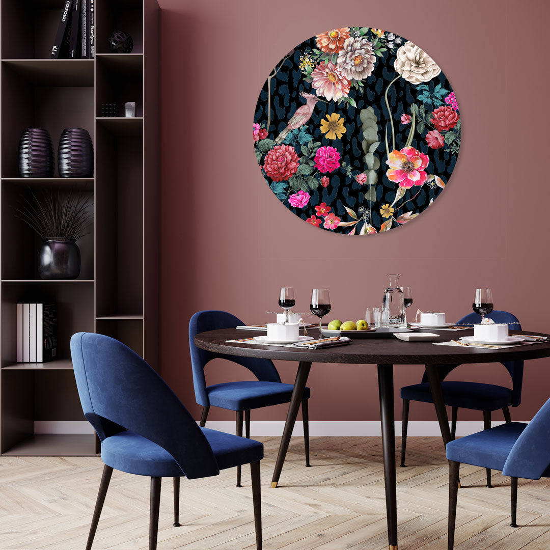 Melli Mello Olivia Wall circle floral colorful dark background deco eyecatcher be different living room deco 