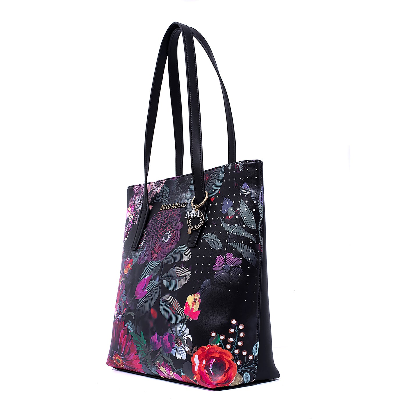 Melli Mello Rock & Rose Shopper Tas Zwart Roze Bloemenprint