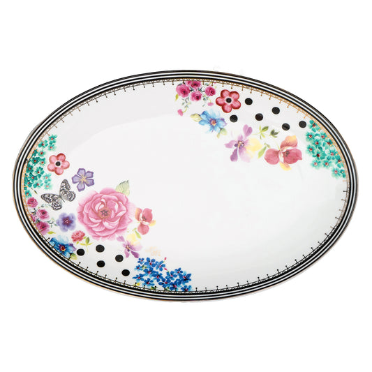 Melli Mello Nora Serving Plate white floral ⌀30,5cm