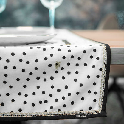 Melli Mello Nora dots white Table runner black-white dots