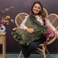 Melli Mello Army Green Velvet Ruffle Cushion Large