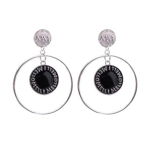 Melli Mello Coin in hoop Earring Silver coated